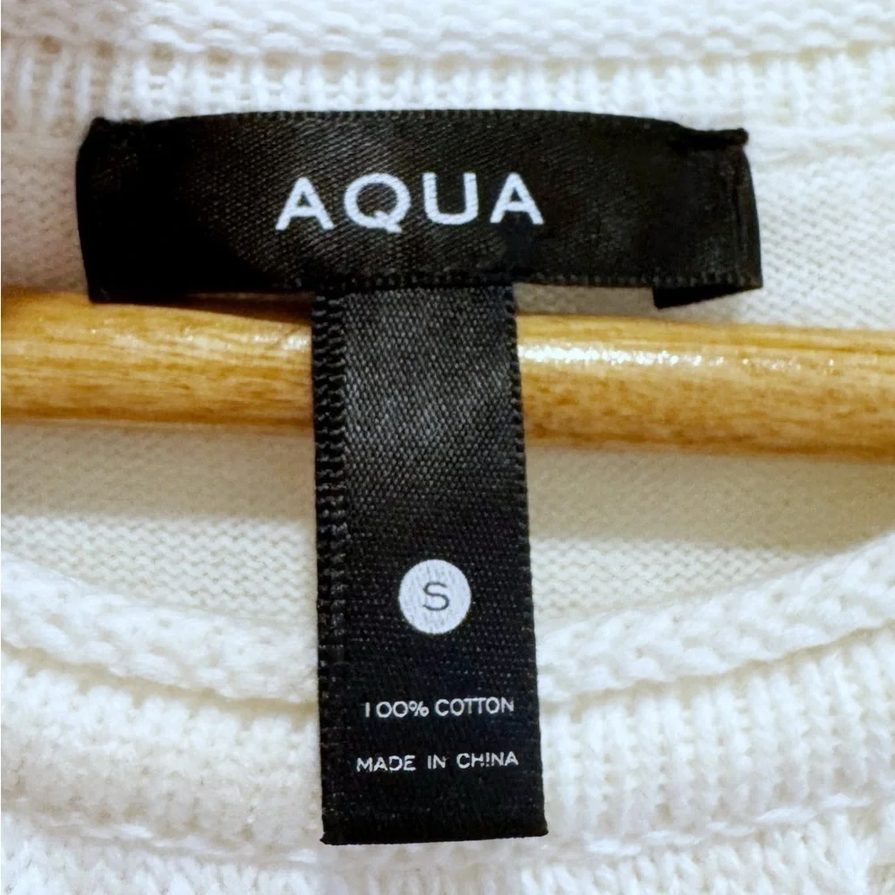 AQUA Crochet Tank Dress White Sleeveless Pullover Crewneck Size Small